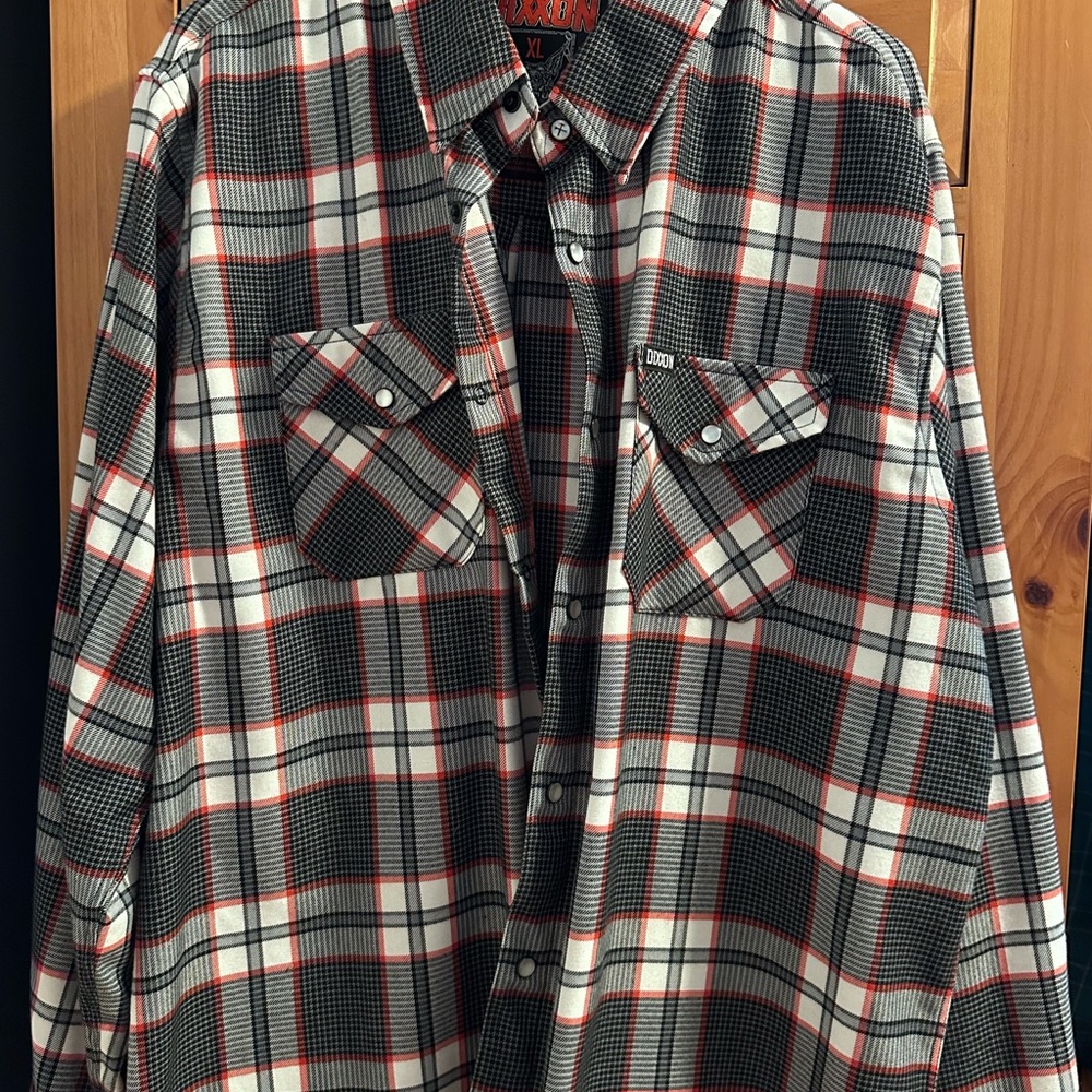 DIXXON Black, White and Red Plaid Button-Down Shirt